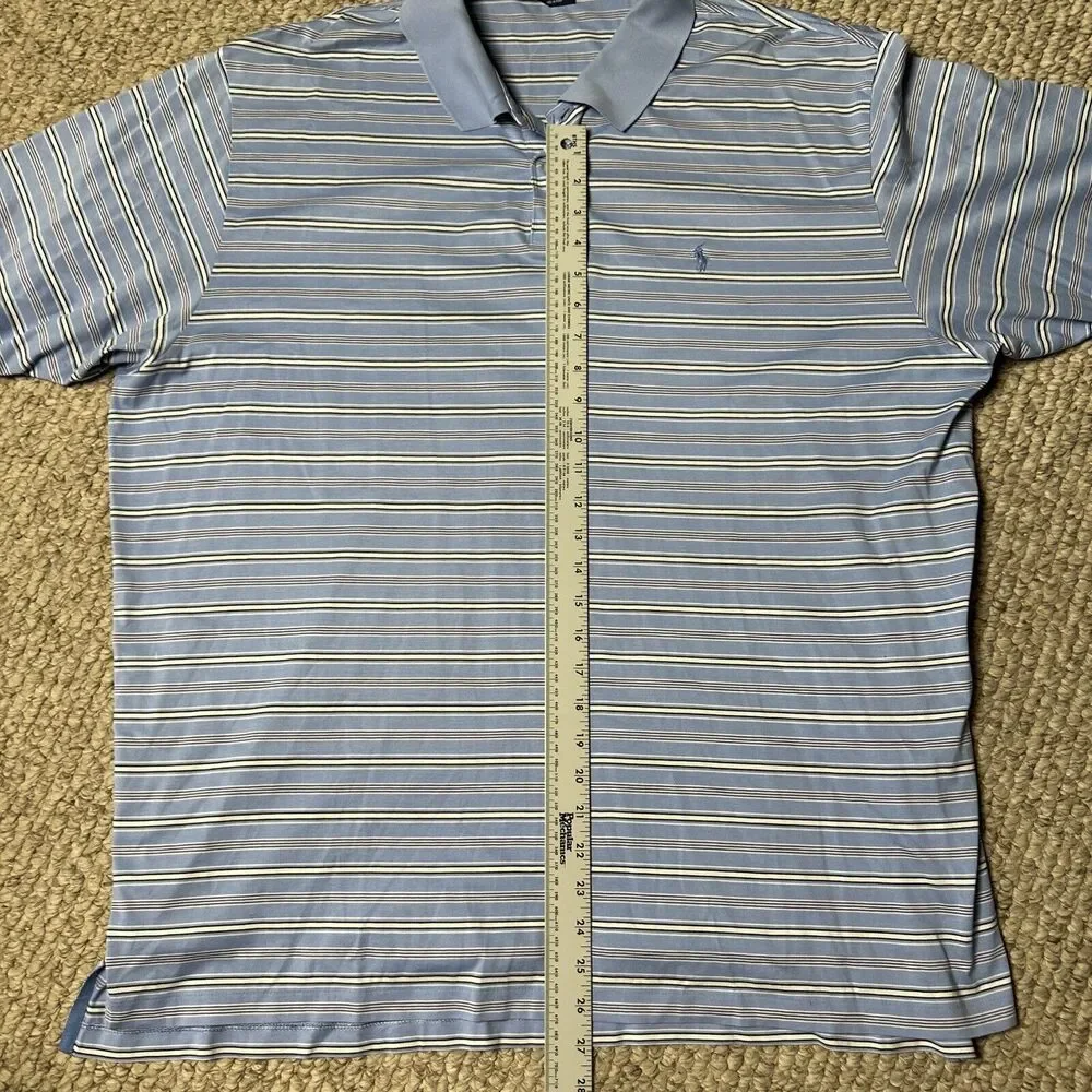 Ralph Lauren Polo Golf Shirt Men’s XXL 100% Pima Cotton Blue Stripes